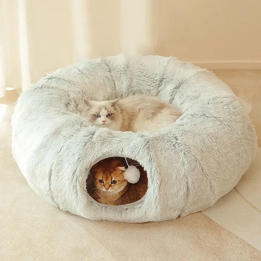 Plush Donut Cat Bed/Tunnel Toy